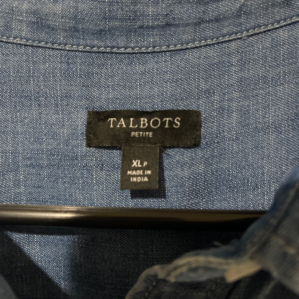Talbots Blue Chambray Button Down Shirt Women's XLP Petite - Picture 6 of 8